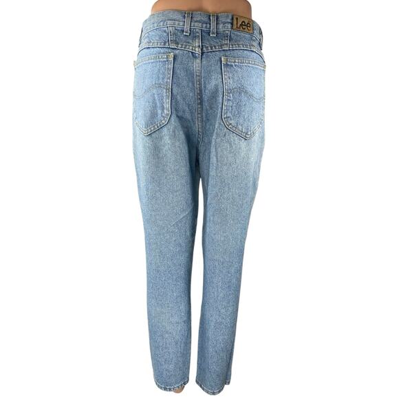 Lee Women's Blue Light Wash Baggy High Rise Straight Denim Jeans Size 16 Petite - Picture 3 of 4
